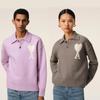 Spring and Autumn New Love Jacquard Wool De Coeur Polo Collar Hoodie Sweater