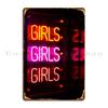 Girls Neon Metal Plaque Poster Print Wall Mural Garage Plaques Wall Decor Wall Cave Tin Sign Poster