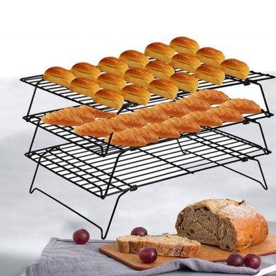 Biscuit Holder 3 Layer Cake Cooling Rack Non Stick Stackable Baking Tray Foldable Oven Safe Wire Grid Baking