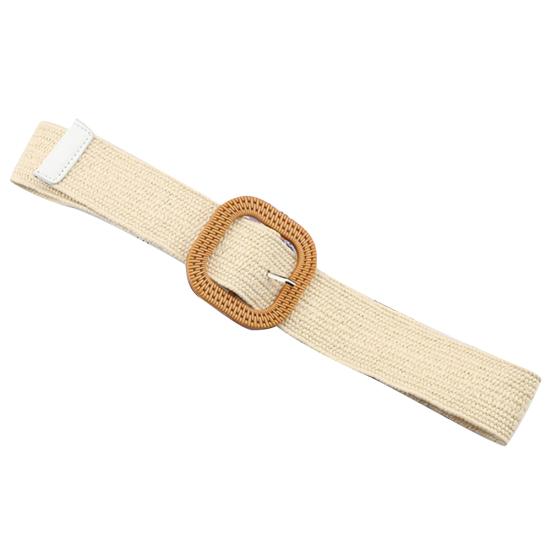 Boho Women Weaving Straw Elastic Waist Band Pin Buckle Belt Dress Jeans Decor