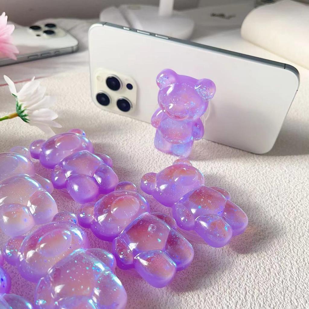 Korean Style Colorful Bear Shell Airbag Phone Stand – Creative Telescopic Folding Design