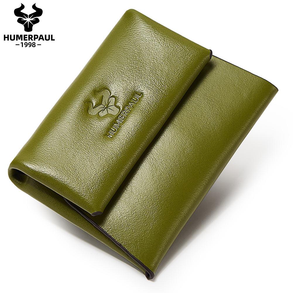 

HUMERPAUL The new first-layer leather ladies coin purse, leather wallet, RFID anti-theft brush, large-capacity coin bag зелений