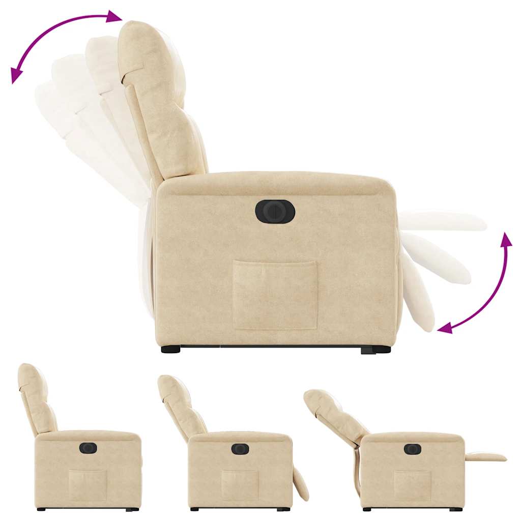 Recliner Chair with Lift Assist Electric Cream Microfiber Fabric