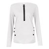 Womens Casual  Zipper Longsleeved Neck Button Tshirt Top
