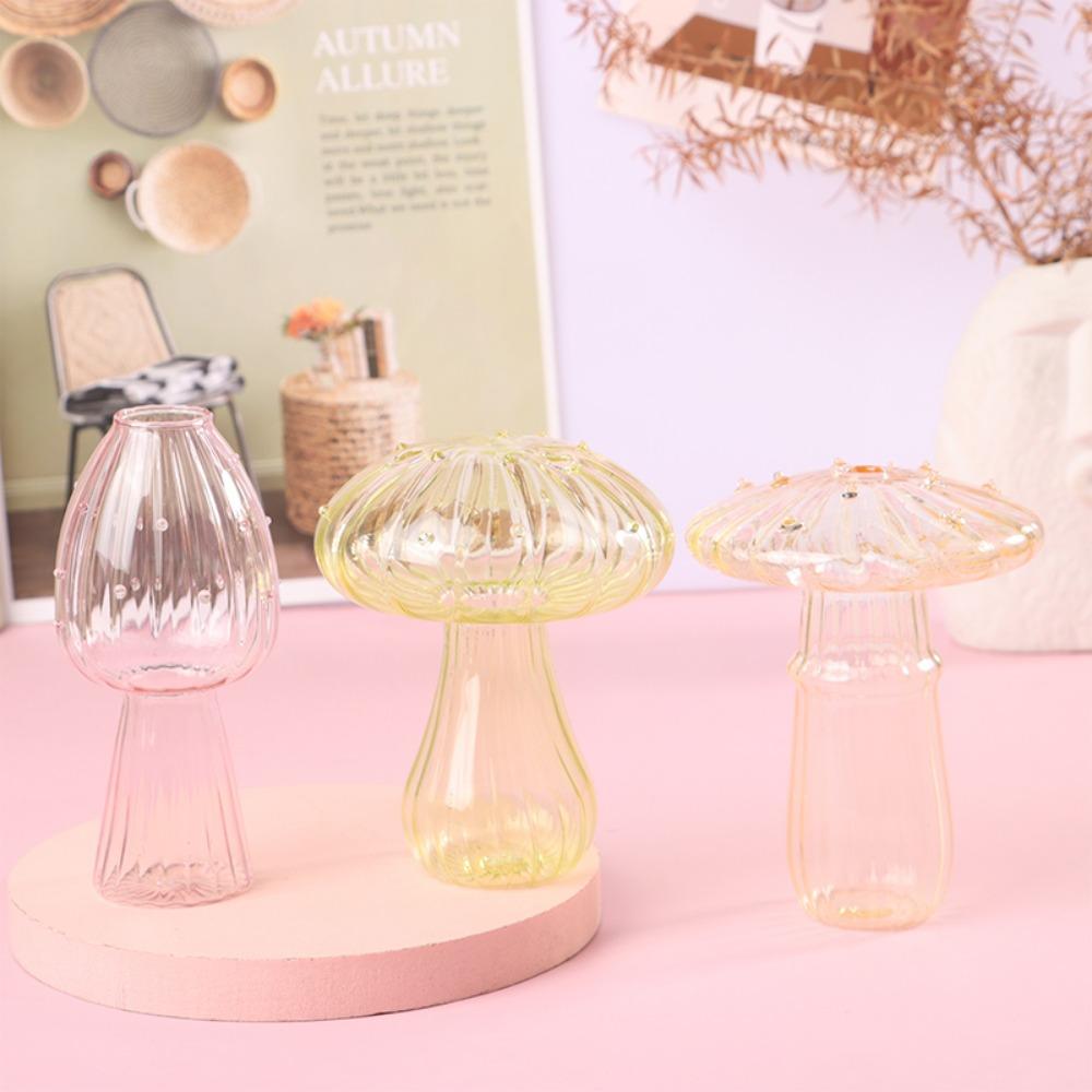 Home Decor Household Mushroom Shape Flower Bottle Aromatherapy Bottle Glass Vase Desktop Ornament