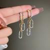 Shiny Zircon Geometric Chain Earrings for Women Luxury Crystal Bowknot Imitation Pearl Water Drop Earring Wedding Party Jewelry