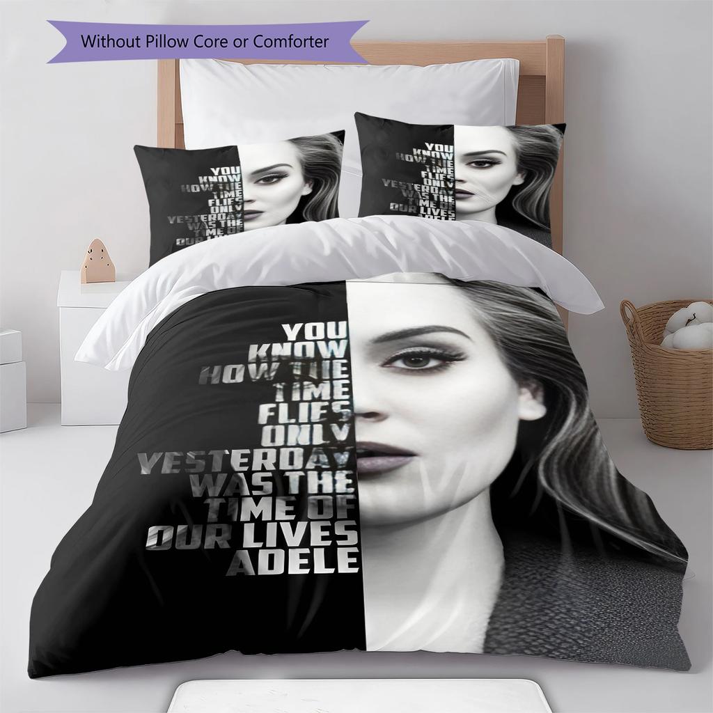 Adele Pattern Bedding,Quilt Set Quilt Cover Pillowcase Home Decoration Birthday Gift (1 * Duvet Cover + 2 * Pillowcase, Without Core)
