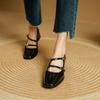 Fashion NEW Spring/Autumn Women Pumps Square Toe Chunky Heel Shoes Genuine Leather Shoes for Women Concise Buckle Strap Mary Janes Shoes