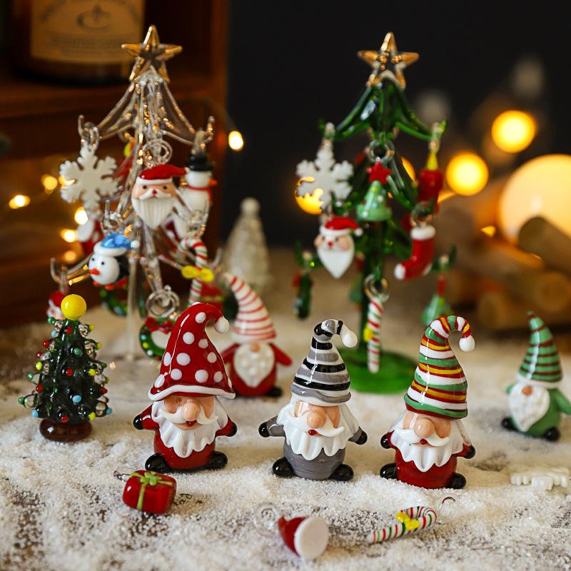 Christmas Glass Ornament Christmas Tree Santa Claus Creative Cartoon Desktop Ornament Car Ornament Decoration Gift