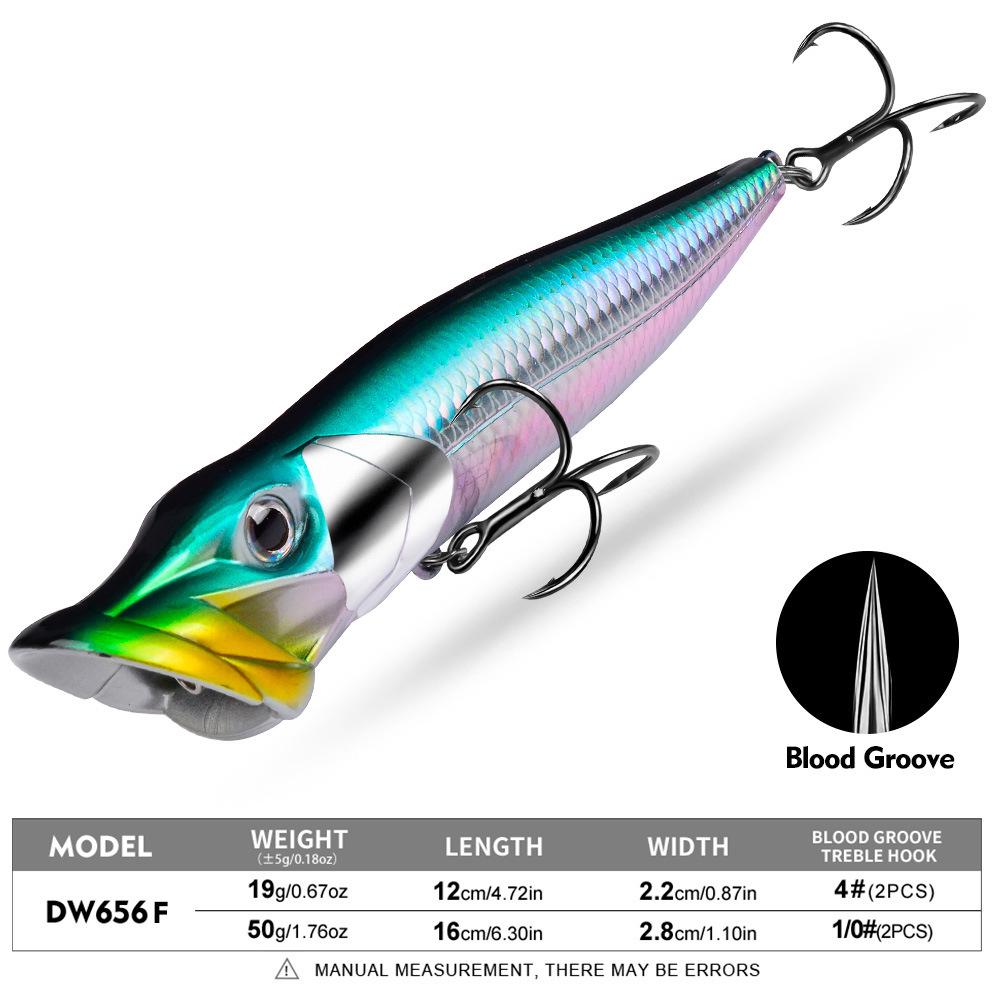 Bionic Popper Lure: 19g/50g Floating Splash Bait for Bass & Asp - Realistic Crawling Action