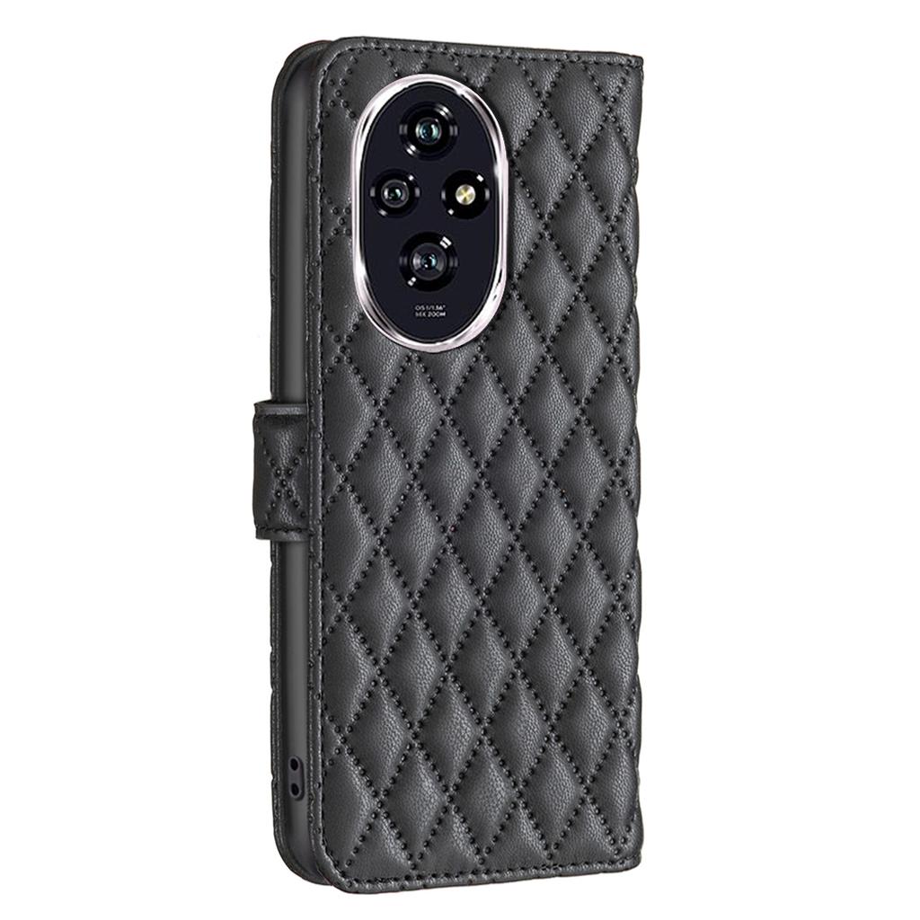 BINFEN COLOR BF Style-14 For Honor 200 5G Case Leather Phone Cover Rhombus Grid