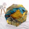 1pc Elegant Blue Bird Floral Print Automatic Folding Umbrella, Portable 3-Fold Design with Iron Frame, Perfect for Outdoor Use, Festive Gifts, Travel,