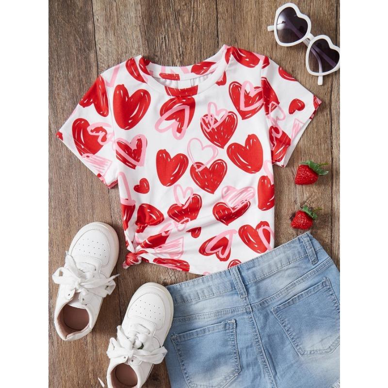 Abbigliamento Bambina Estate T-shirt con Stampa 3D Grafica Gatto Kawaii Vestiti per Bambine Esterni Manica Corta Casual Top per Bambine