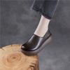 Johnature Genuine Leather Thick Soled Loafers Retro Round Toe Women's Slip-on Flat Platform Shoes