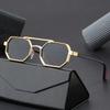 Retro Double Bridges Men Polygon Small Square Sunglasses Fashion Clear Ocean Gradient Lens Eyewear Women Metal Frame