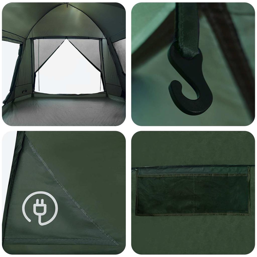 Cabin Tent with Roof Army Green 12 Person Polyester and Steel