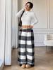 Winter New Women's Plaid Casual Pants with Elastic Waist and Fleece