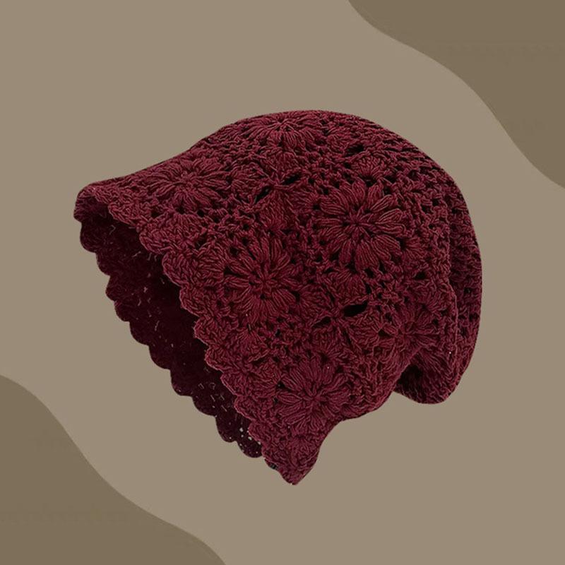 Fashion Style Hand Knitted Crochet Slouchy Beanie for Girls Retro Openwork Bucket Hat Ethnic Bohemian Design Photography Cap