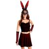 Women Bunnies Costume Including Ear Headband,Collar,Gloves Mask and Tail Accessories for Easter Halloween Cosplay Party