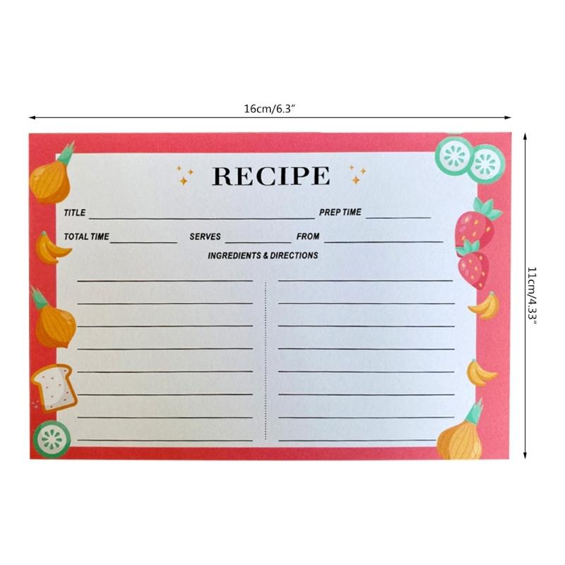 50Pcs Colored Recipe Index Cards Double Sided Recipe Cards with Lines for Weddings, Bridal Shower, Christmas Party Favor