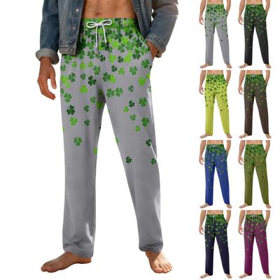 Pantaloni de pijama moale pentru bărbați, cu șnur, cu buzunare, pantaloni sport casual