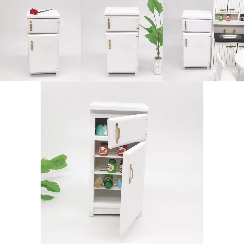 Enchanting White Birch Miniature Kitchen Refrigerator For 112 Dollhouse Decor