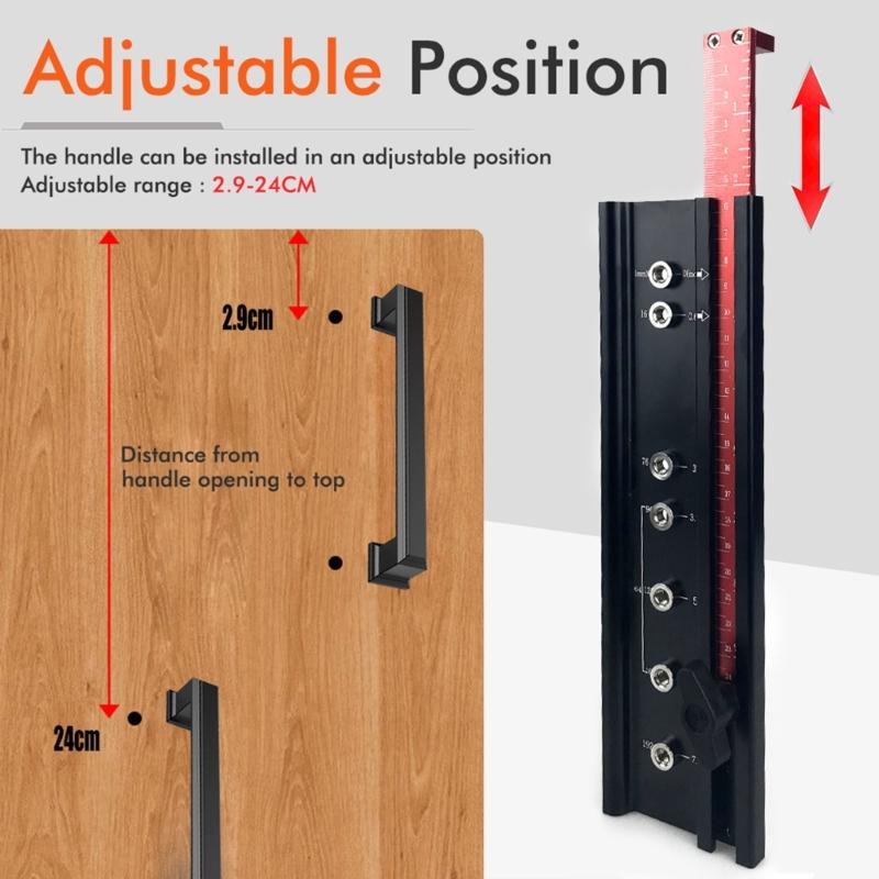 Einstellbare Schrankbeschläge Bohrschablone Positionierer Stanzlochsucher Bohrhilfe für Schrank Schubladengriffe Türgriffe