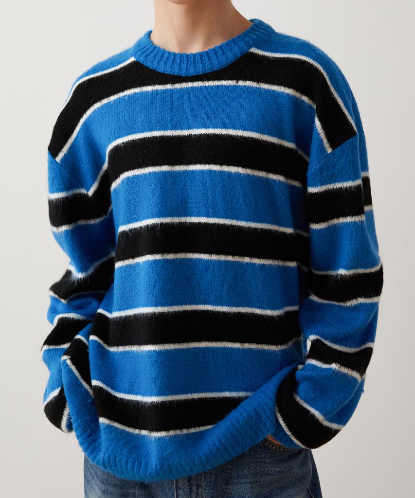 TRIP LE SENS Color Mix Stripe Round Knit_Orange
