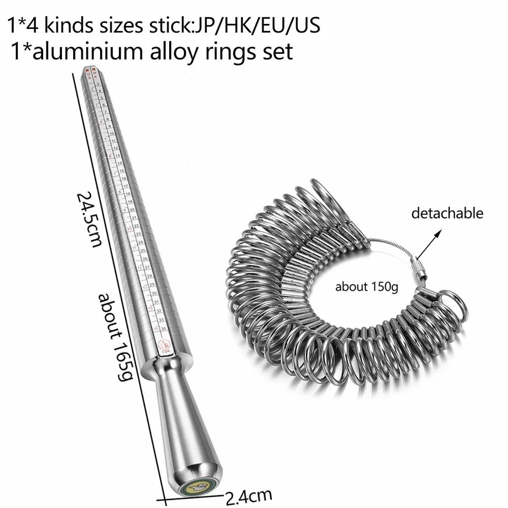 Metal HK/US/JP/UK/EU Ring Sizer Mandrel Rings Size Measure Tool Finger Gauge Kit Jewellery Sizing Tools for Men Women Steel