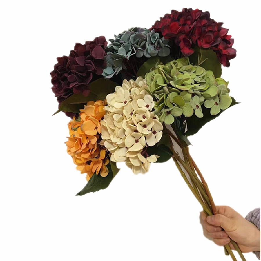Hydrangea Artificial Single Flower Stem Branch Silk Oil Paiting Hydrangea Plant
