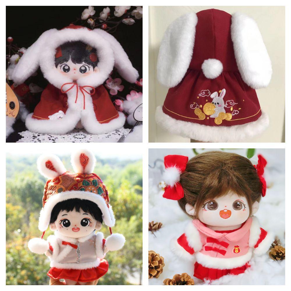 20CM Doll New Year's Clothing Red&white Mini Clothes New Doll Plush Cloak 20cm Cotton Doll