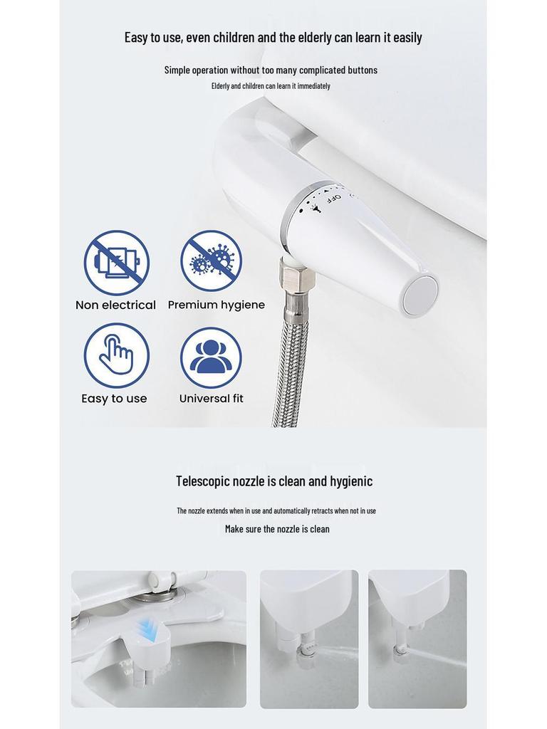 Dual Nozzle Non-Electric Smart Bidet Toilet Seat for Cross-Border Use