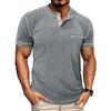 American Style Men's Short Sleeve Henley Color Block T-Shirt