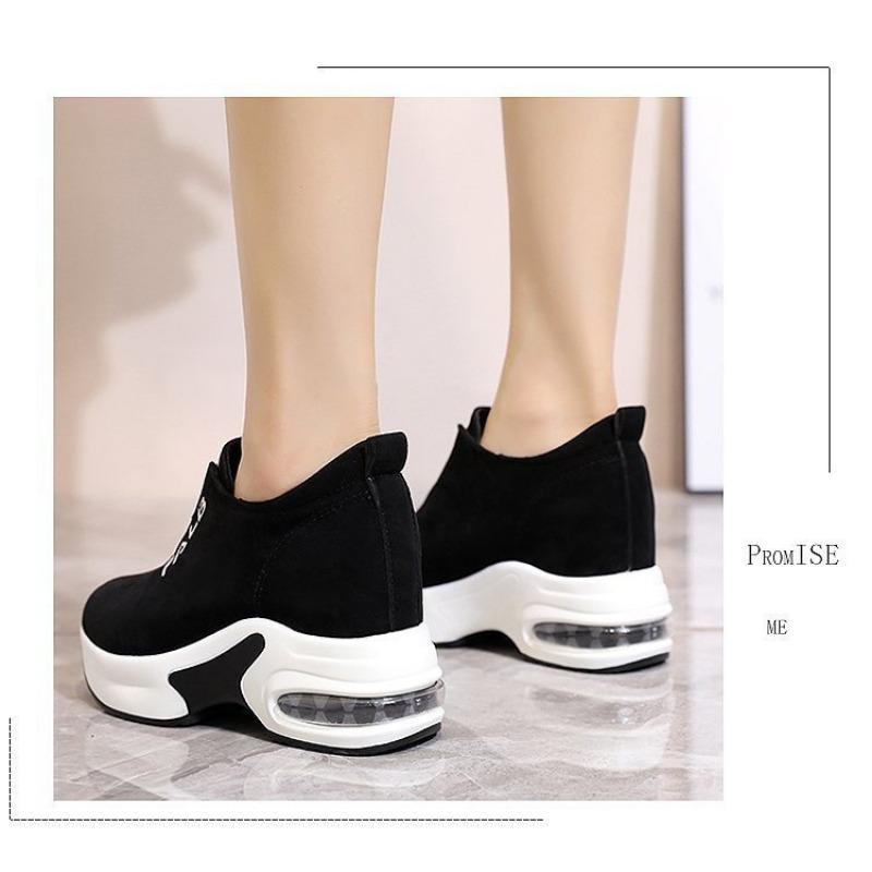 Women's Casual Shoes Autumn New Korean Version Height-increasing Thick-soled Zipper Suede Women's Shoes Fashion Sneakers