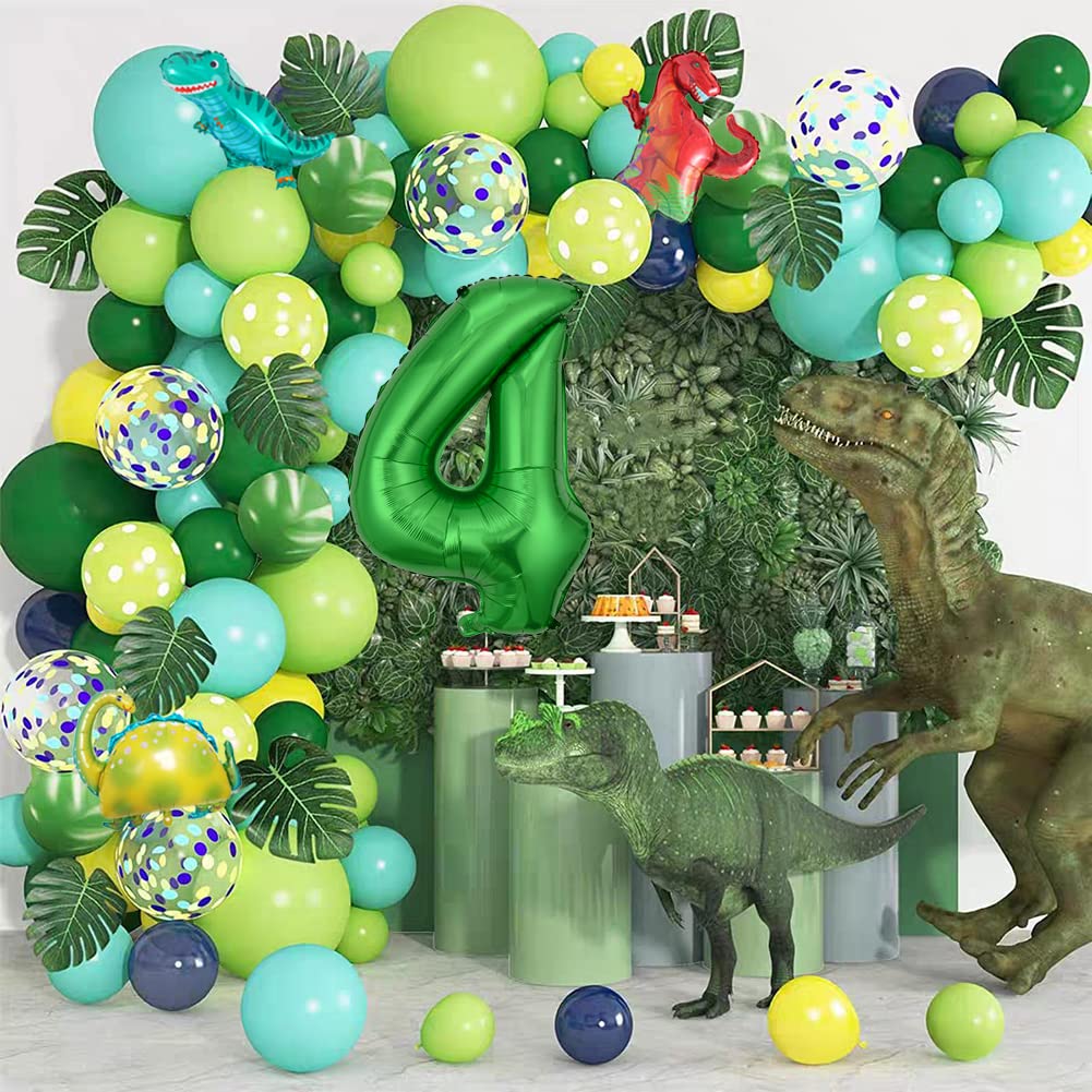 18Pcs Dinosaur Birthday Balloons Set Number Balloon Dino Theme Birthday Decorations for Boy Dinosaur Party Balls