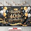 Party Backdrop 40Th Birthday Stars Crown Sparkle Flat Parties Balloons Golden Numbered Celebration Photo Booth Front Door Decor