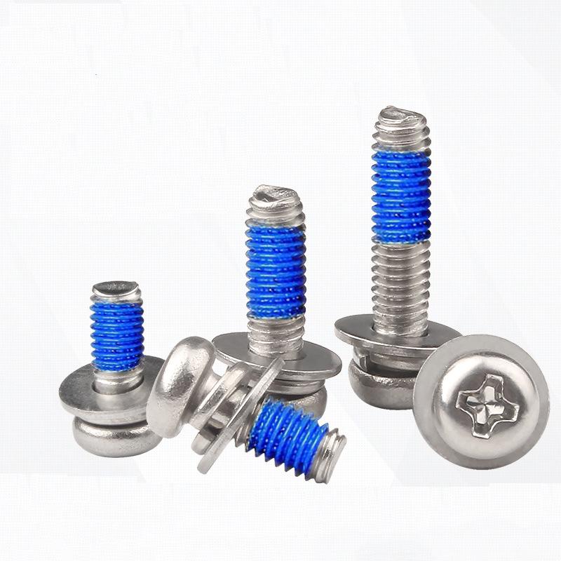 Stainless Steel 304 Anti-Loosening Round Head Adhesive Screw Set (M2-M6)