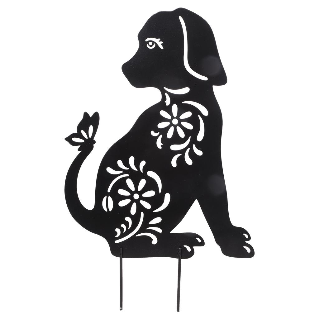 1/2Pcs Dog Stakes Metal Stakes Garden Insert Dog Sculpture Ornaments Metal Dog Shape Statue Silhouettes Dog Garden