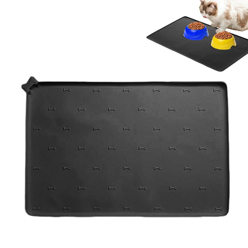 Pet Feeding Mat Kitten Food Pad 23.6 X 15.7 Inch Silicone Non-Slip Foldable Fast Drying Anti-Spill Pet Feeding Pad For Dogs Cats