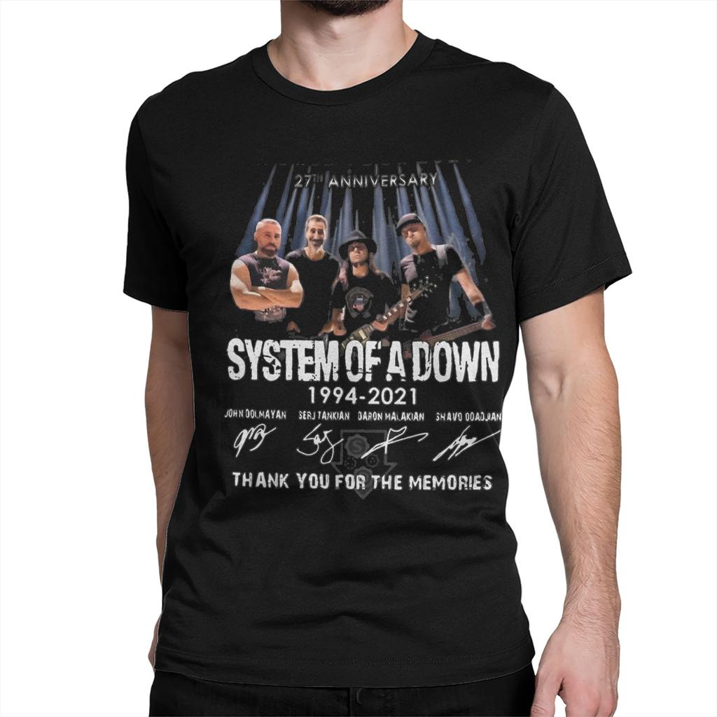 Metal Rock Album Band for Men Women T Shirt System Of A Down Tee Shirt Short Sleeve Crewneck TShirts Cotton Graphic Clothes