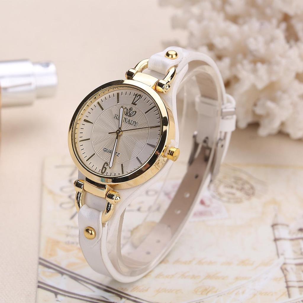 Watch Trendy Quartz Womens Slim Leather Strap Solid Color Perfect Fashion Gift