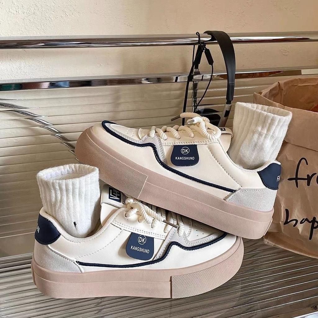 Leather White Shoes Women's Spring New Women's Comfortable Platform Simple Sneakers Casual Versatile Color Matching Women's Shoes