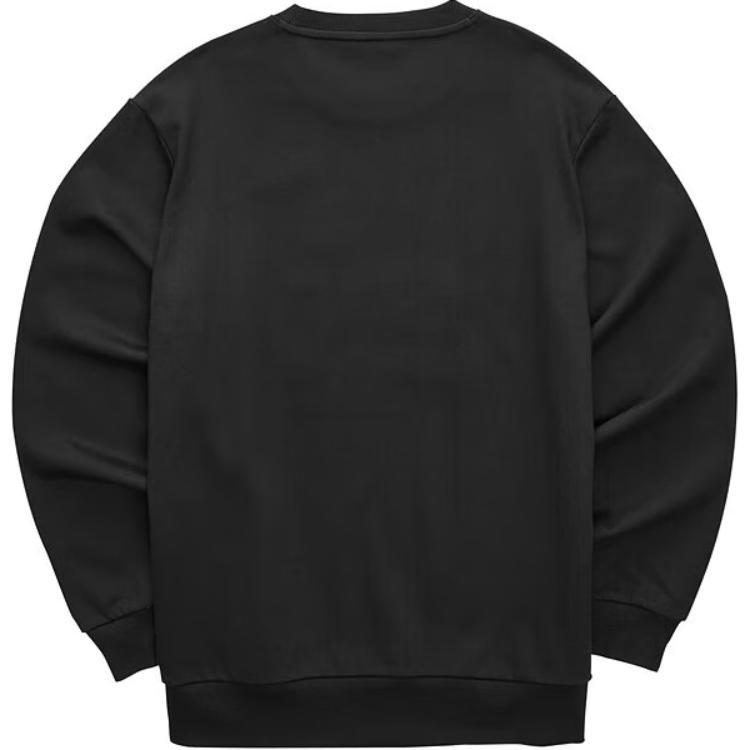 Skechers Colorful Casual Series Comfortable Fleece Letter Knit Crewneck Sweatshirt Unisex Sweatshirt Carbon-Black FHL423U059-0018