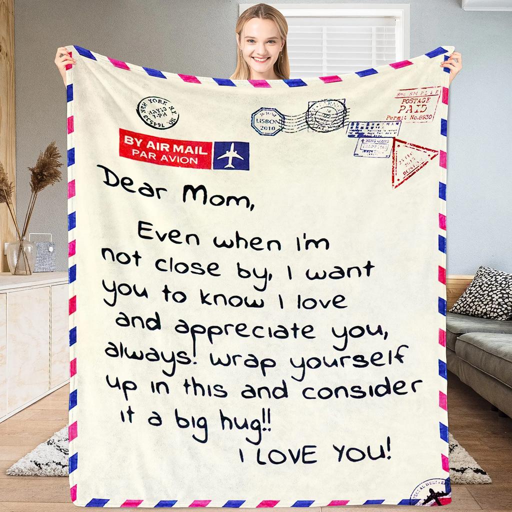 Thanksgiving Day Gift Letter Flannel Throw Blanket for Dad Mom Blanket King Queen Size for Bed Sofa Couch Super Soft Lightweight