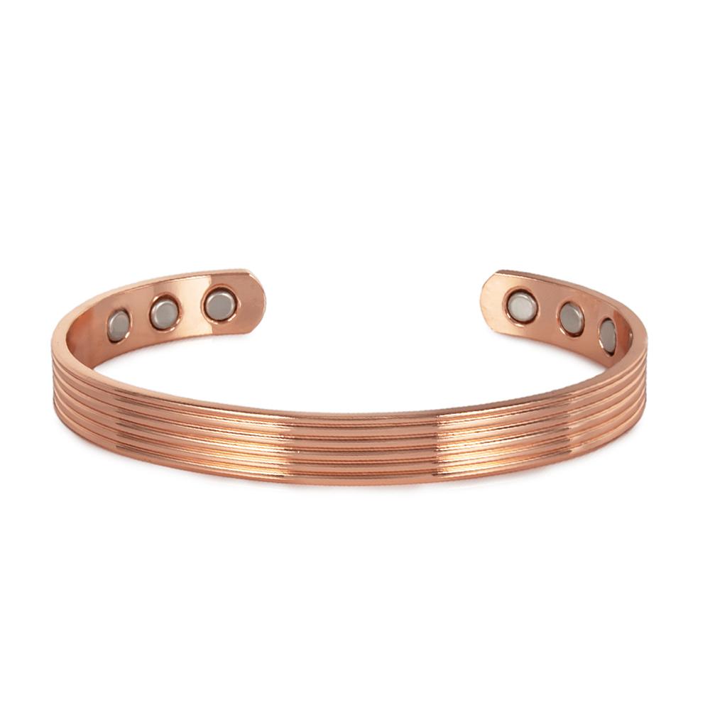 Vinterly Pure Copper Bracelets Magnetic Therapy Arthritis Stripe Adjustable High Magnets Open Cuff 8mm Bangles Resizable Jewelry