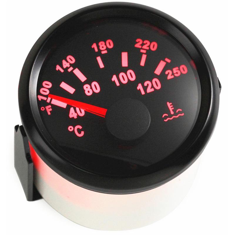 52mm Water Temp Gauges 40-120℃ Water Temperature Meters 287.4-22.4ohm Input Signal M14x1.5 M16x1.5 NPT3/8 Sensors for Car Boat