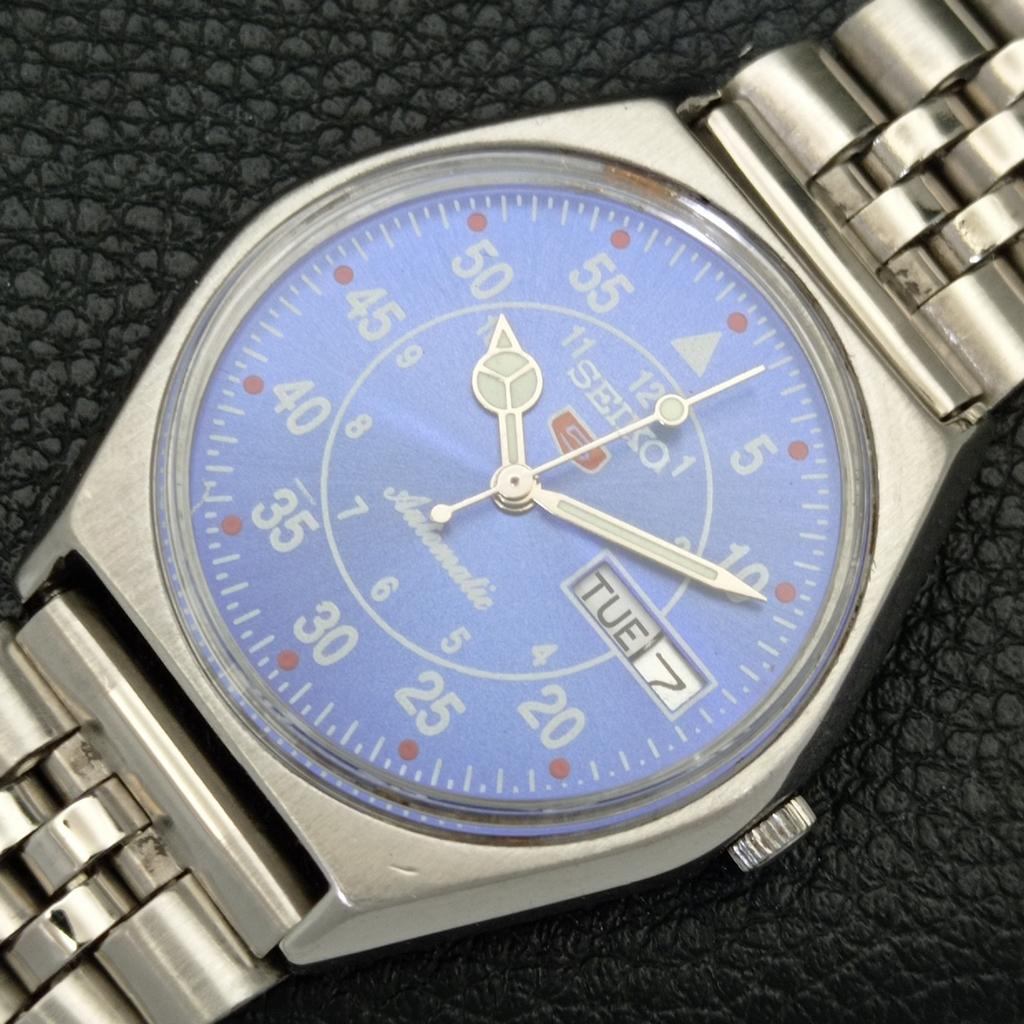 GENUINE VINTAGE SEIKO 5 AUTOMATIC 6309A JAPAN MENS BLUE DIAL WATCH A701621-5 R206c-a701621