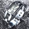 Women's Square Dial Changing Color Bracelet Bangle Quartz Fashion Wrist Watch