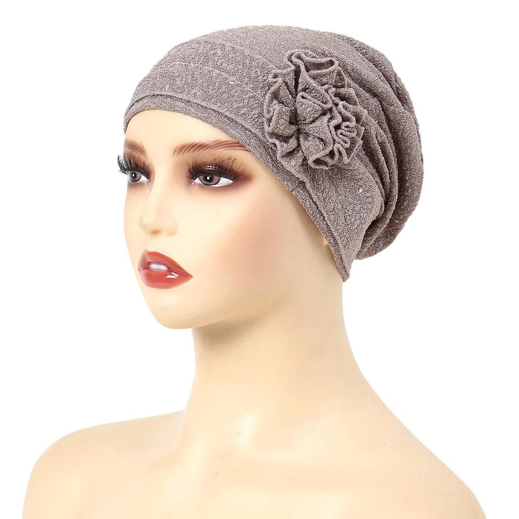 2025 New Muslim Fashion Flowers Turban Cap Women Hijab Islamic Chemo Cap Head Scarf Ladies Head Wrap Cover Hijab Scarf
