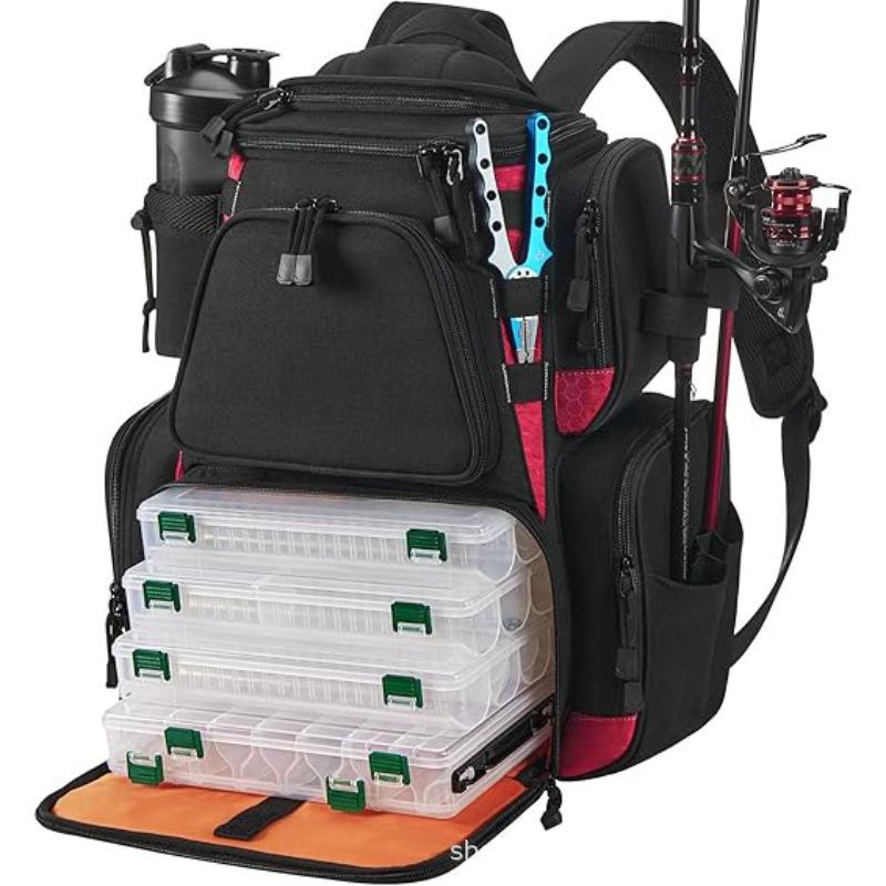 Fishing Gear Backpack & Tackle Bag with Rain Cover, Outdoor Storage for Equipment